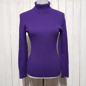 Coldwater Creek S Sweater Red Turtleneck Fitted Ribbed Preppy Classic Layering